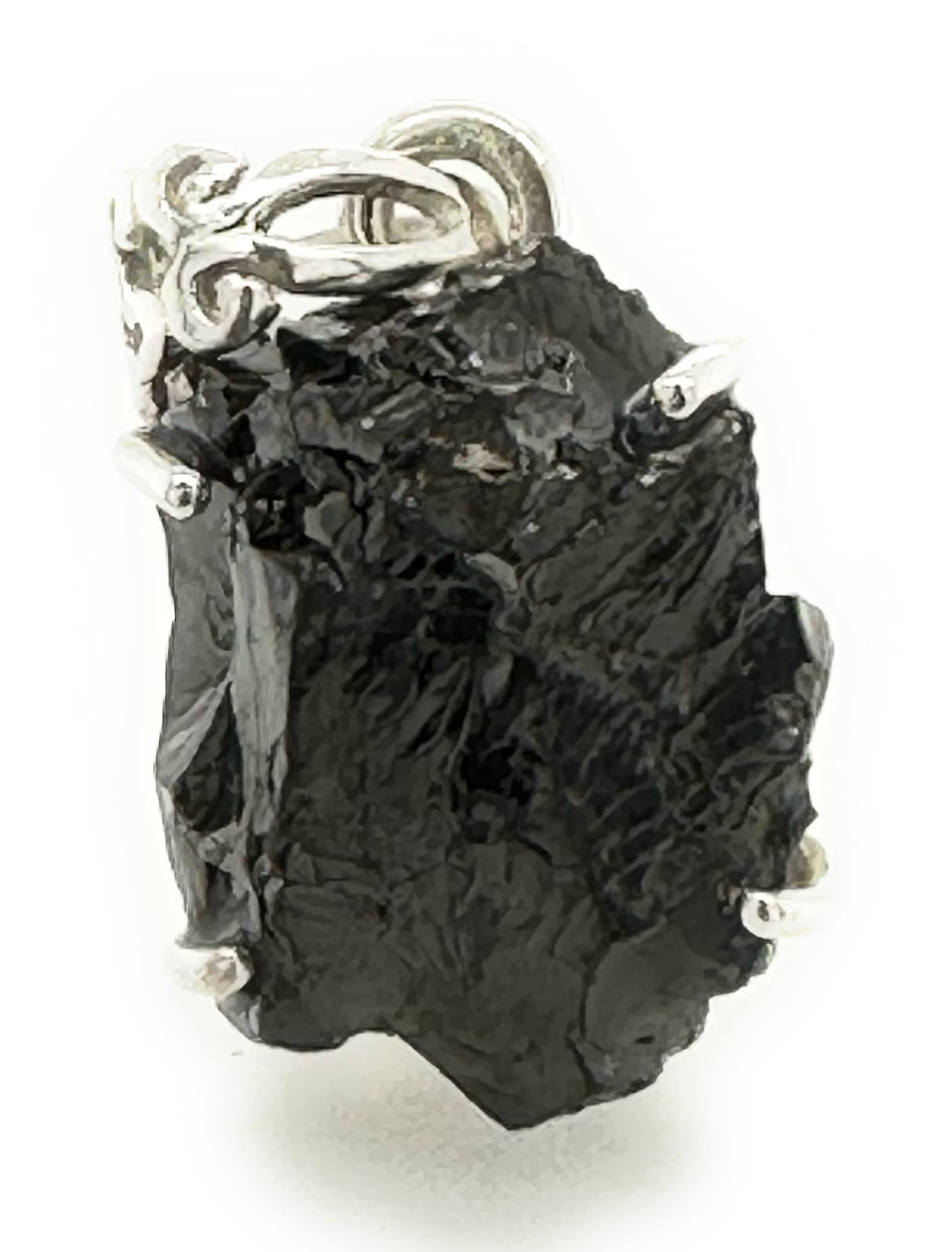 Natural Shungite 925 Sterling Silver Unisex Pendant 22mm - Natural Rocks by Kala