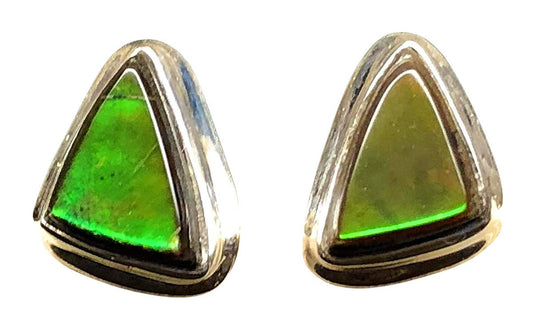 Natural Canadian Ammolite 925 Solid Sterling Silver Earrings 9mm