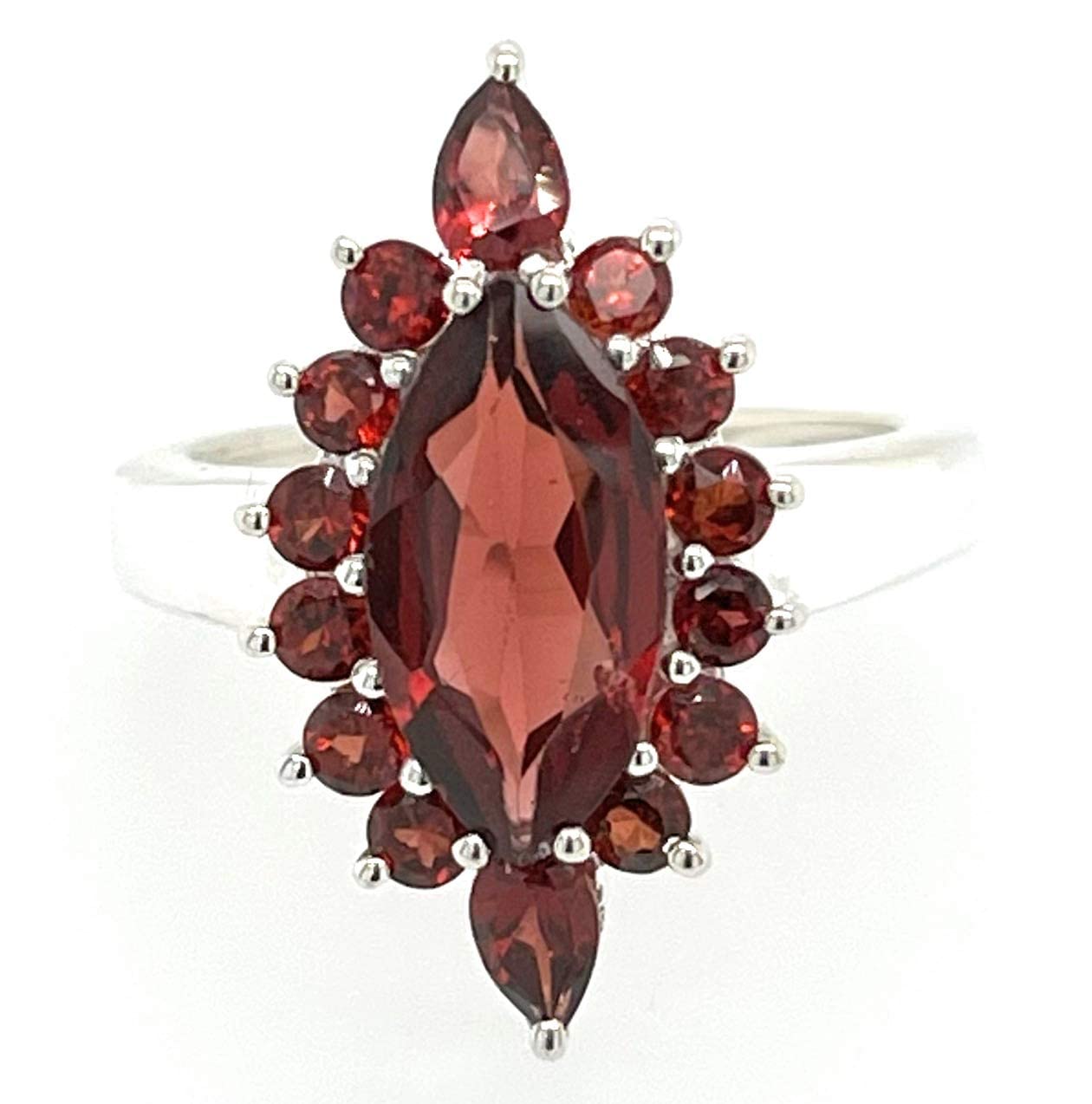 Genuine 10ct Pyrope Garnet 925 Solid Sterling Silver Ring Size 6, 7, 8, 9