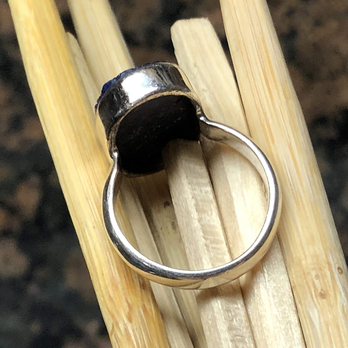 Natural Blue Labradorite 925 Solid Sterling Silver Ring Size 9