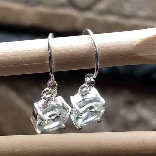 Natural 2ct Green Amethyst 925 Solid Sterling Silver Earrings 20mm - Natural Rocks by Kala