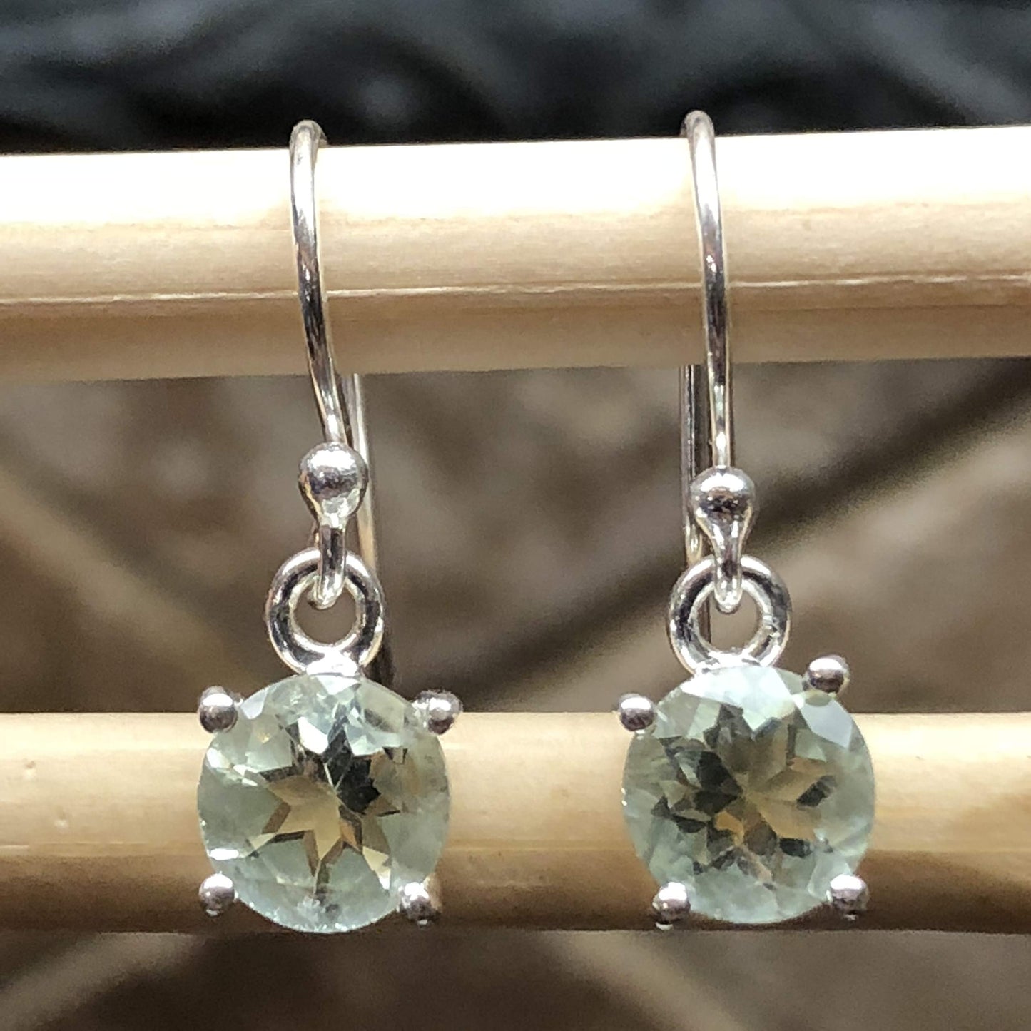 Natural 2ct Green Amethyst 925 Solid Sterling Silver Earrings 20mm - Natural Rocks by Kala