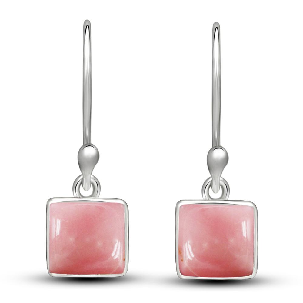 Genuine Australian Pink Opal 925 Solid Sterling Silver Earrings 20mm