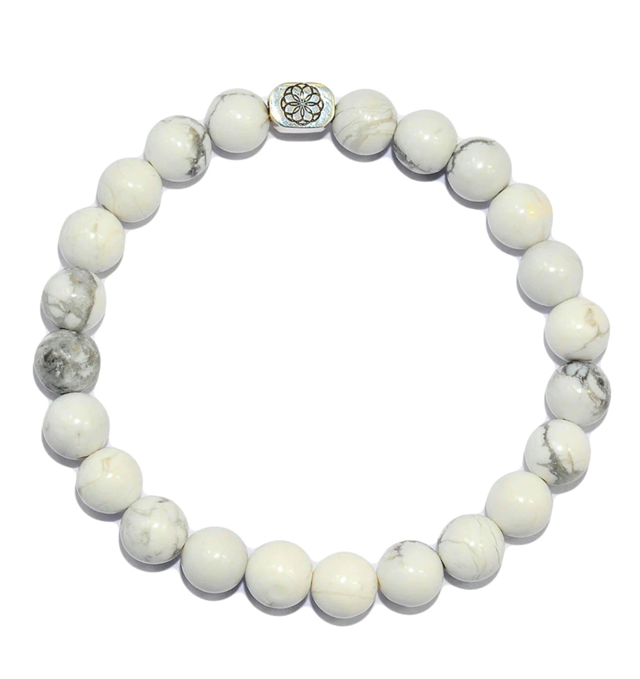 Natural White Howlite 925 Solid Sterling Silver Bracelets 7"