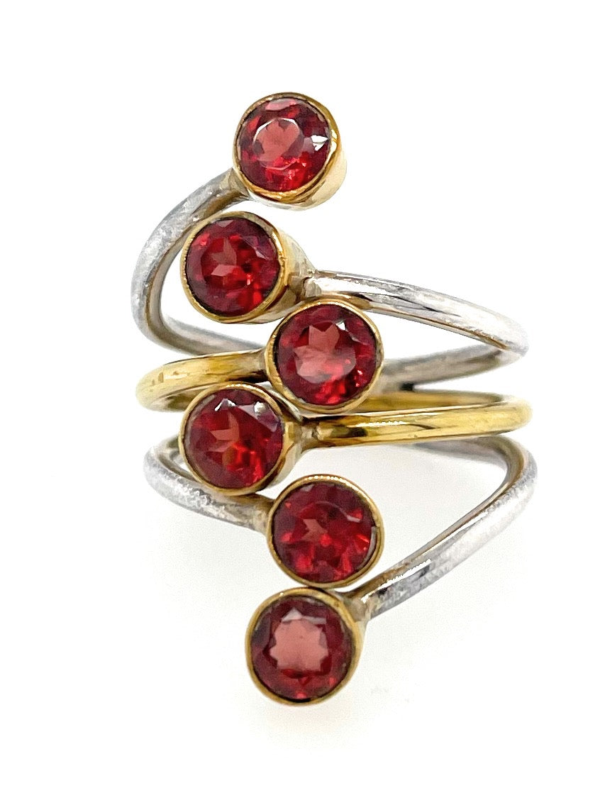 Natural Garnet 925 Soild Sterling Silver Wedding Ring Size 8.5