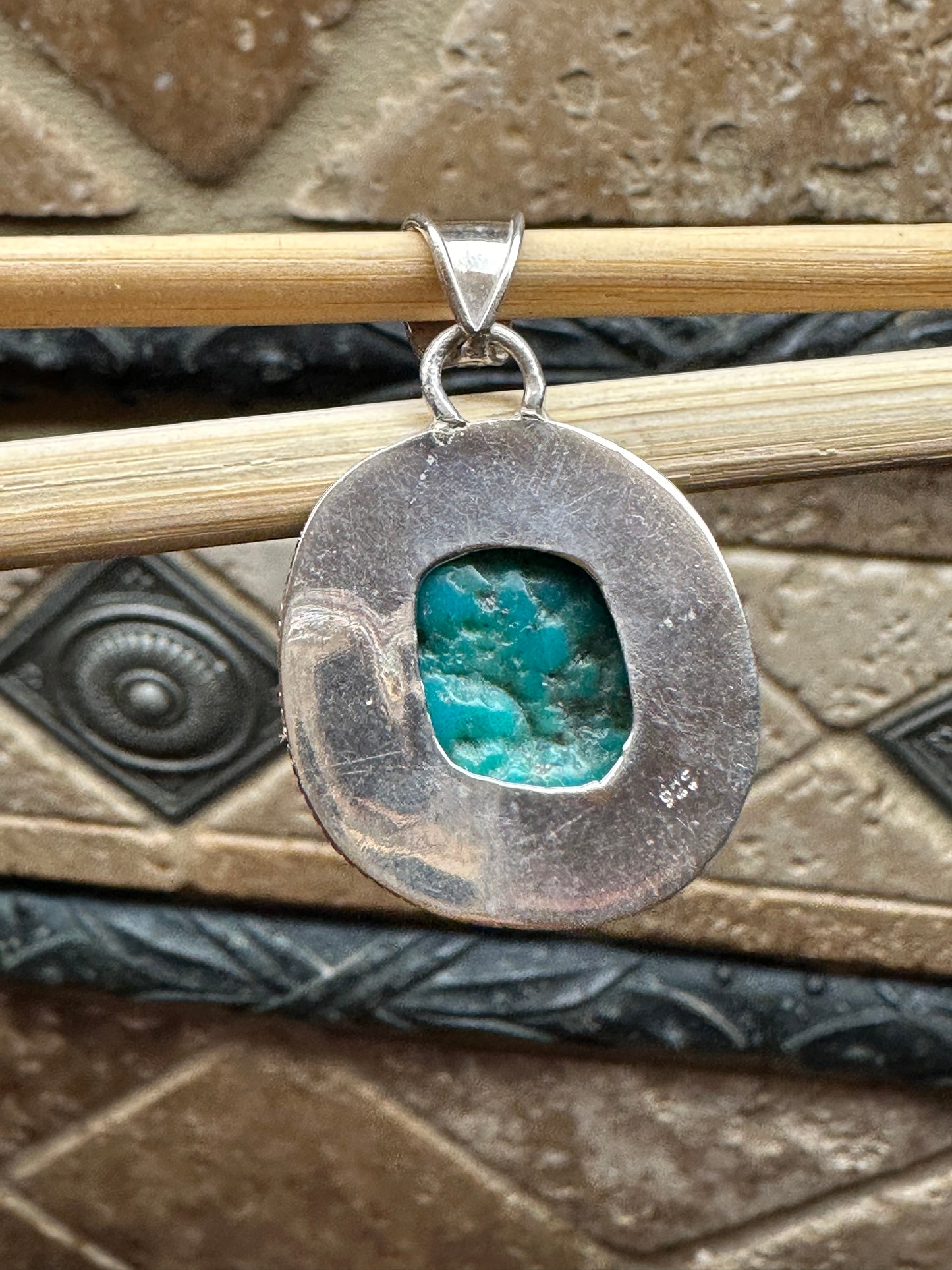 Natural Sleeping Beauty Turquoise 925 Solid Sterling Silver Pendant 35mm