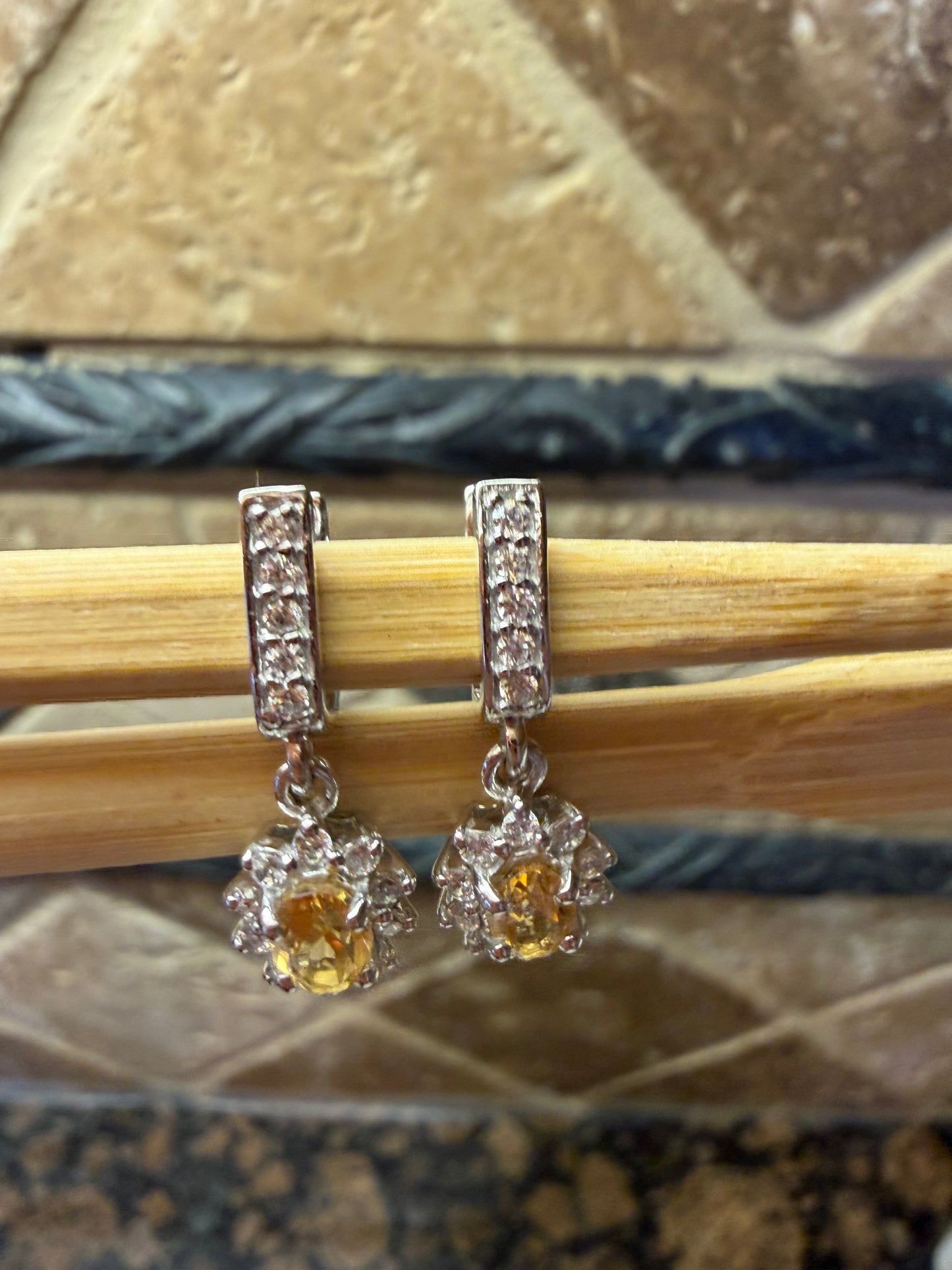 Natural 2ct Golden Citrine 925 Solid Sterling Silver Earrings 25mm - Natural Rocks by Kala