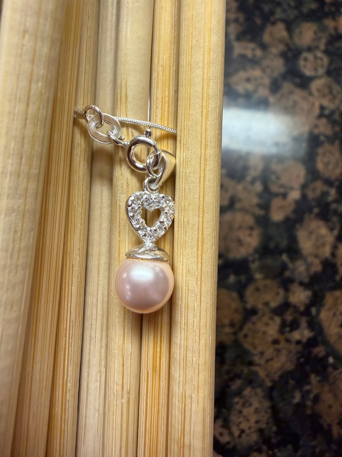 Natural Pink Pearl 925 Sterling Silver Necklace 16" - Natural Rocks by Kala