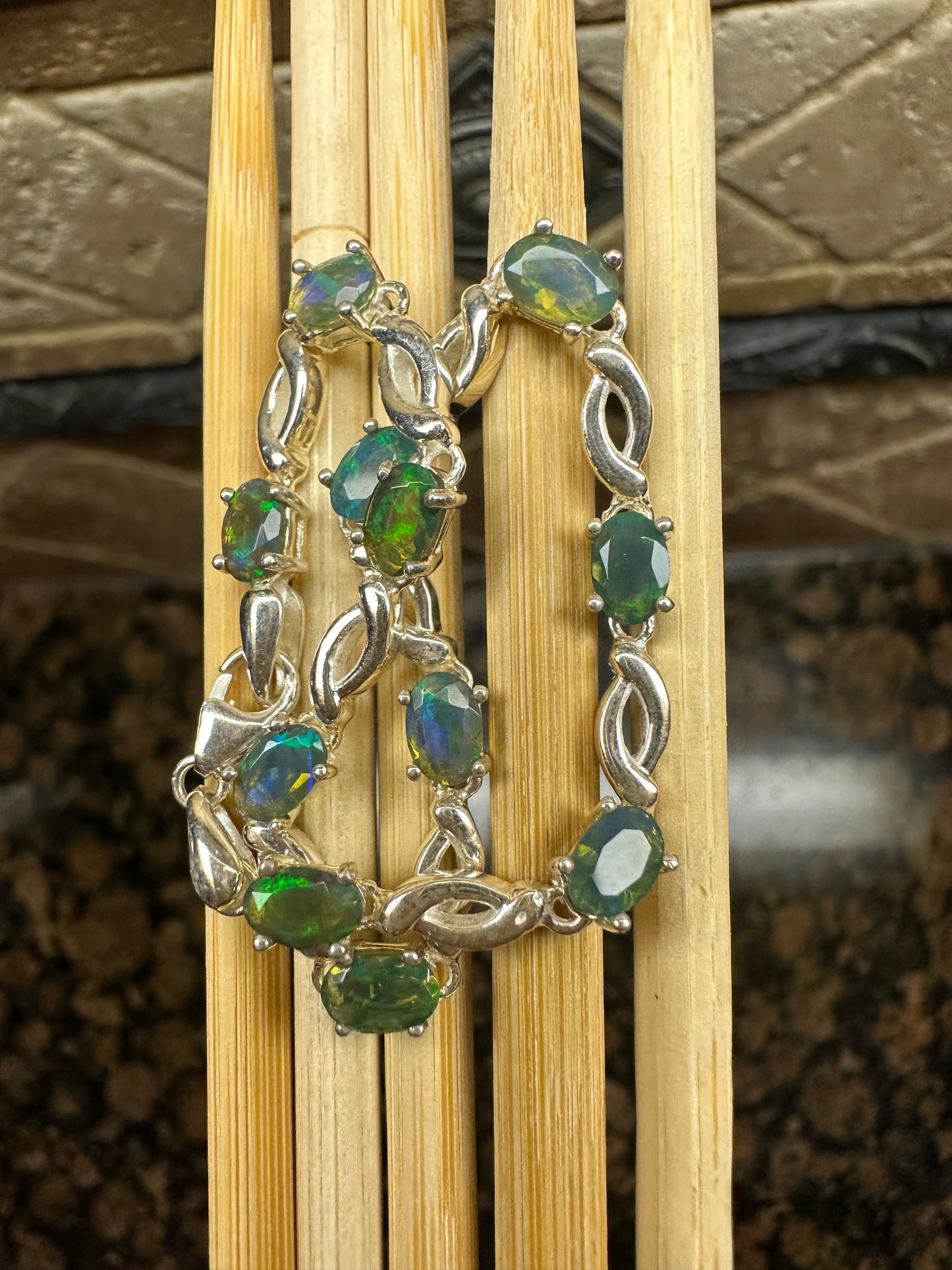 Genuine Chalama Opal 925 Solid Sterling Silver Unisex Bracelets 8"