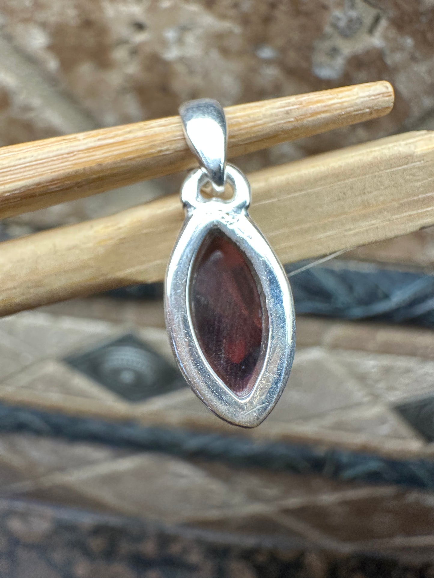 Natural Hessonite Garnet 925 Solid Sterling Silver Pendant 22mm - Natural Rocks by Kala