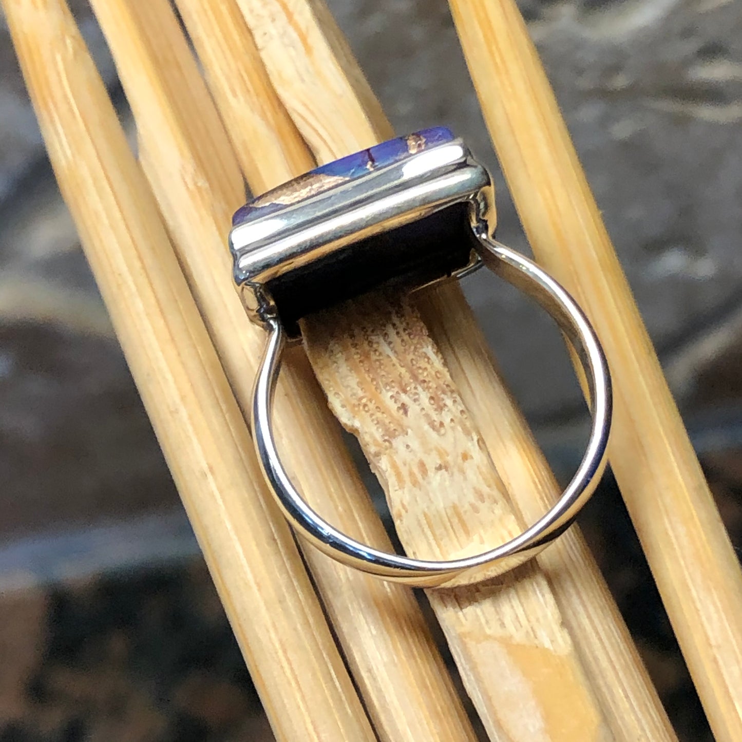 Purple Turquoise 925 Solid Sterling Silver Unisex Ring Size 8 - Natural Rocks by Kala