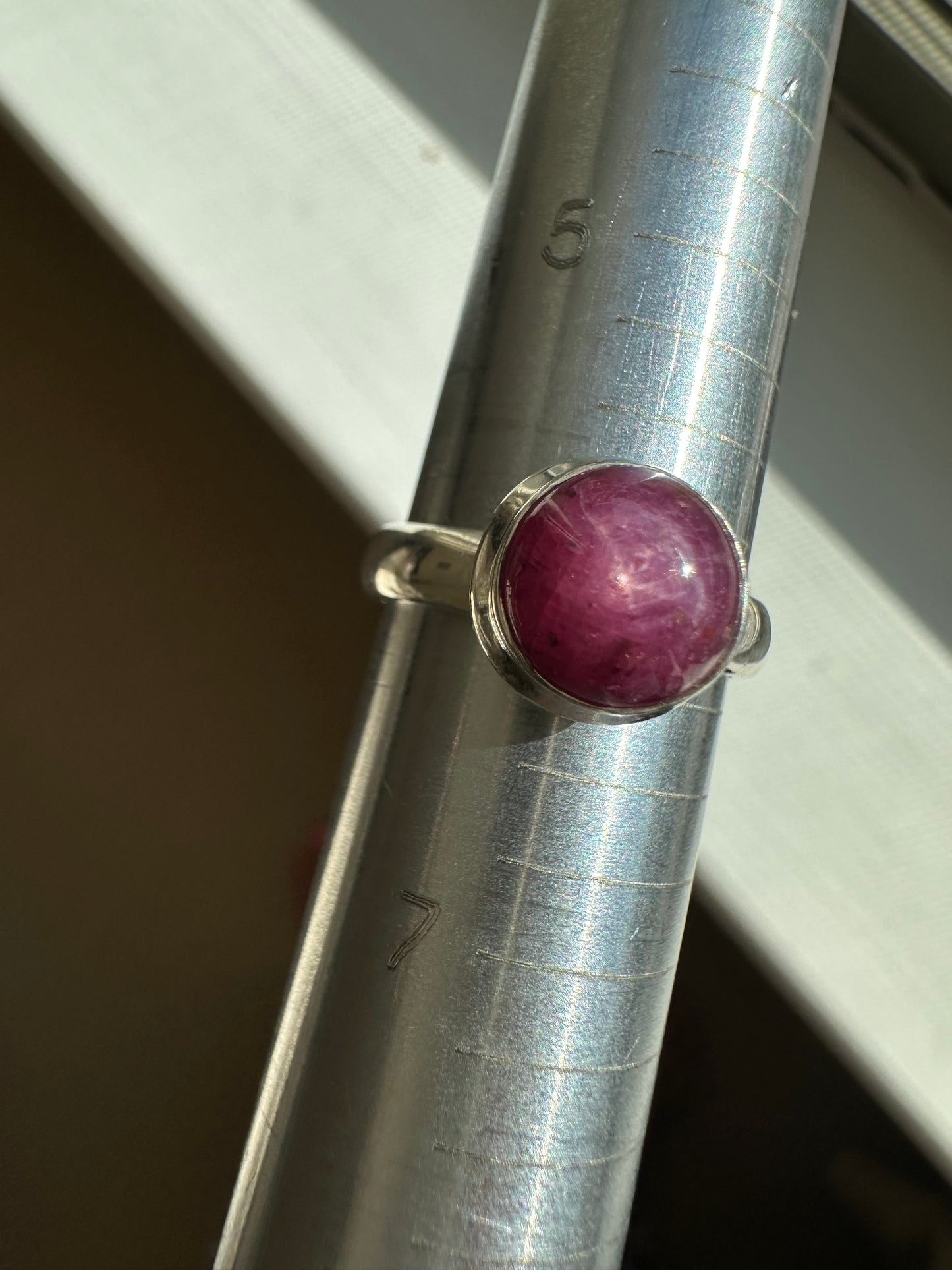 Natural 6 Star Ruby 925 Solid Sterling Silver Engagement Ring Size 6