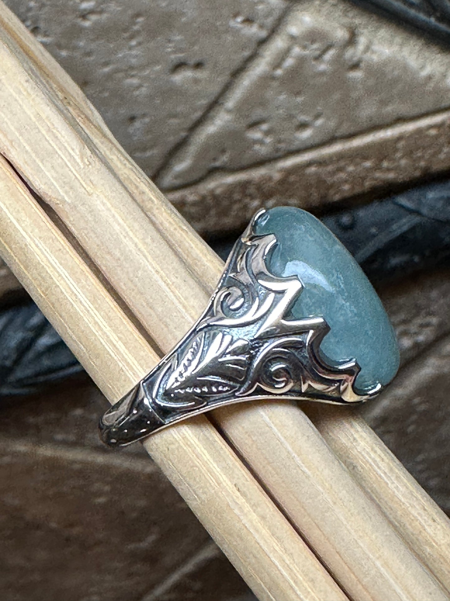 Natural Aquamarine 925 Solid Sterling Silver Men's Ring Size 7, 8, 9, 10, 11, 12, 13