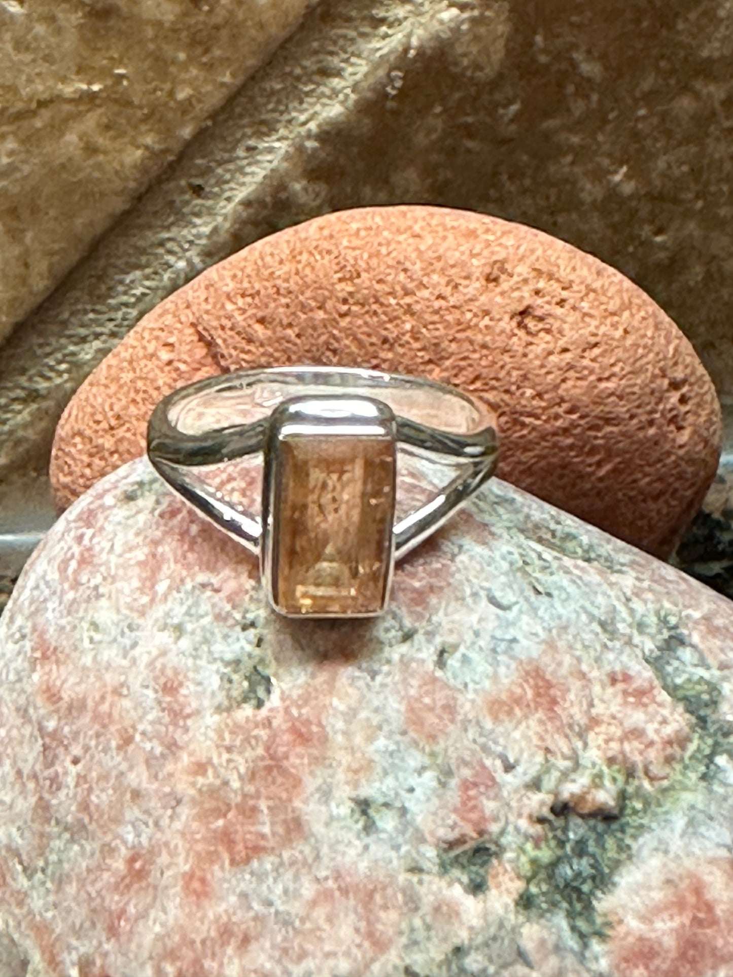 Natural Imperial topaz 925 Sterling Silver Men's Ring Size 5