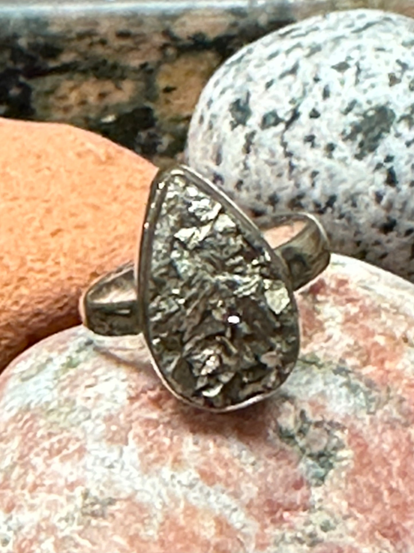 Genuine Pyrite Druzy 925 Solid Sterling Silver Unisex Ring Size 6, 7, 8, 8.5