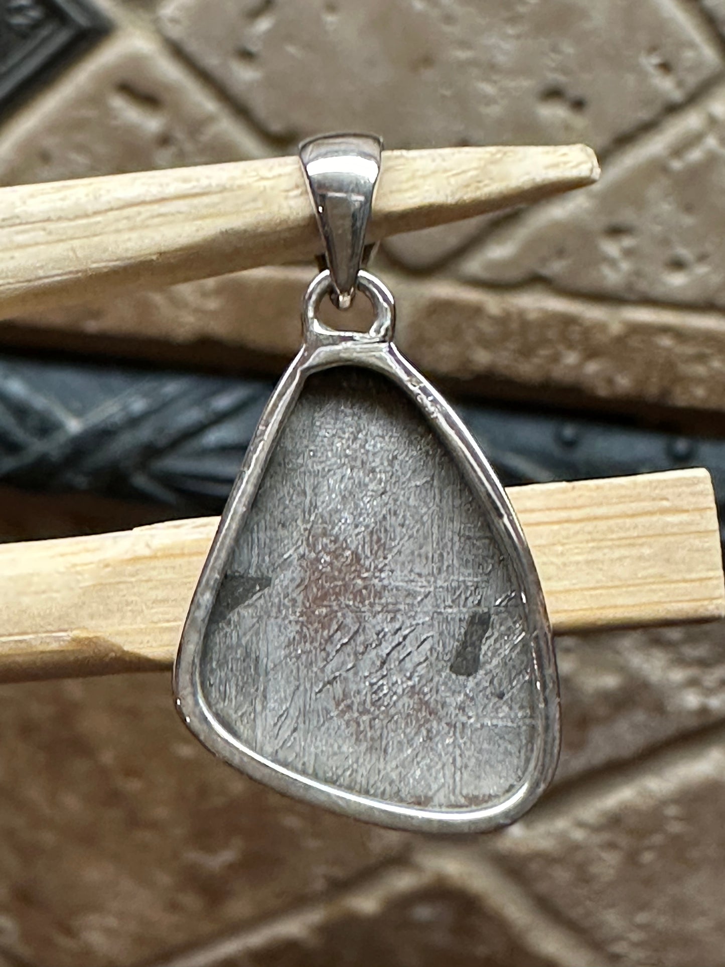 Natural Muonionalusta Meteorite Sweden 925 Solid Sterling Silver Pendant 30mm