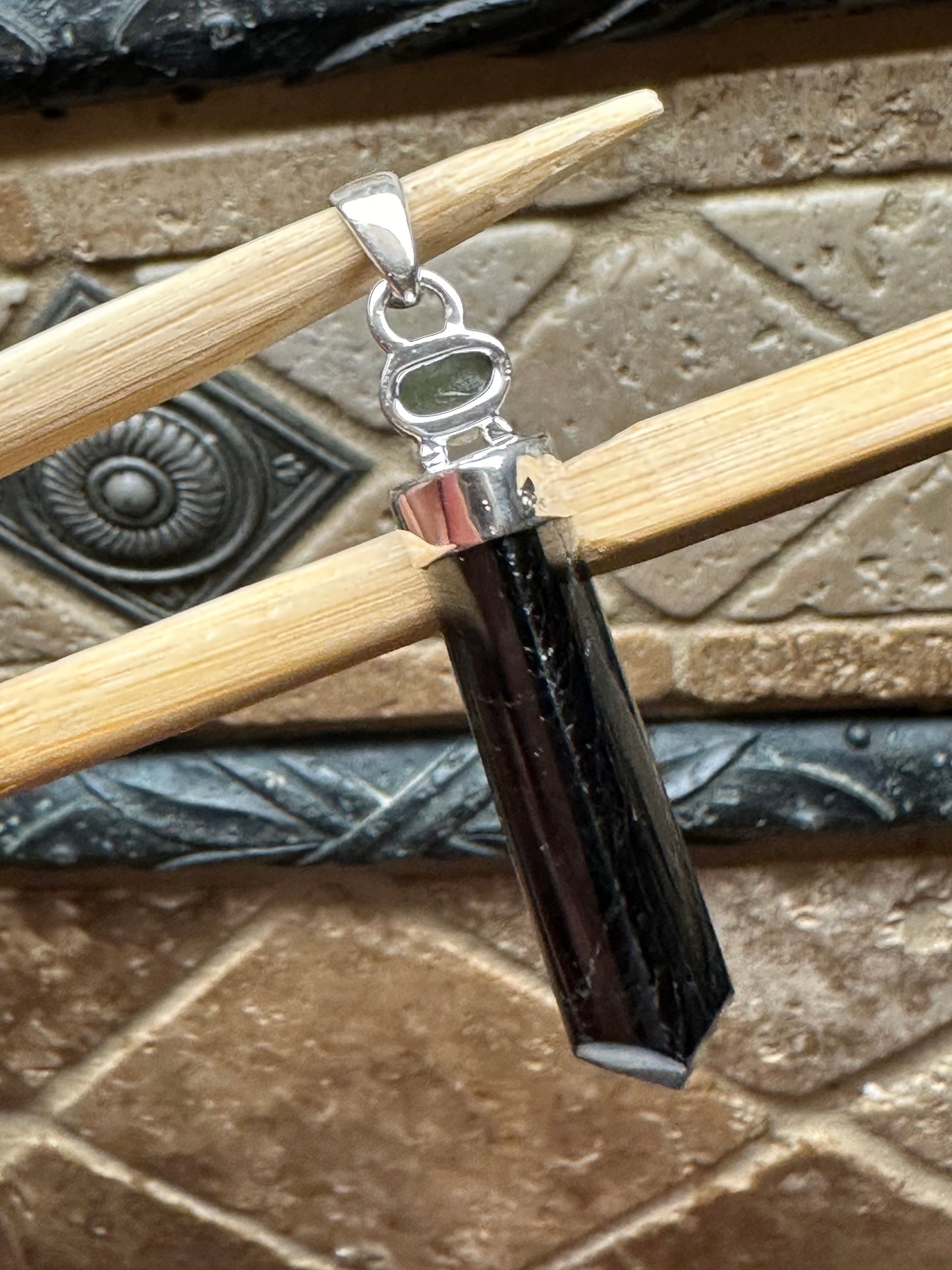 Natural Green Moldavite 925 Solid Sterling Silver Pendant 12mm