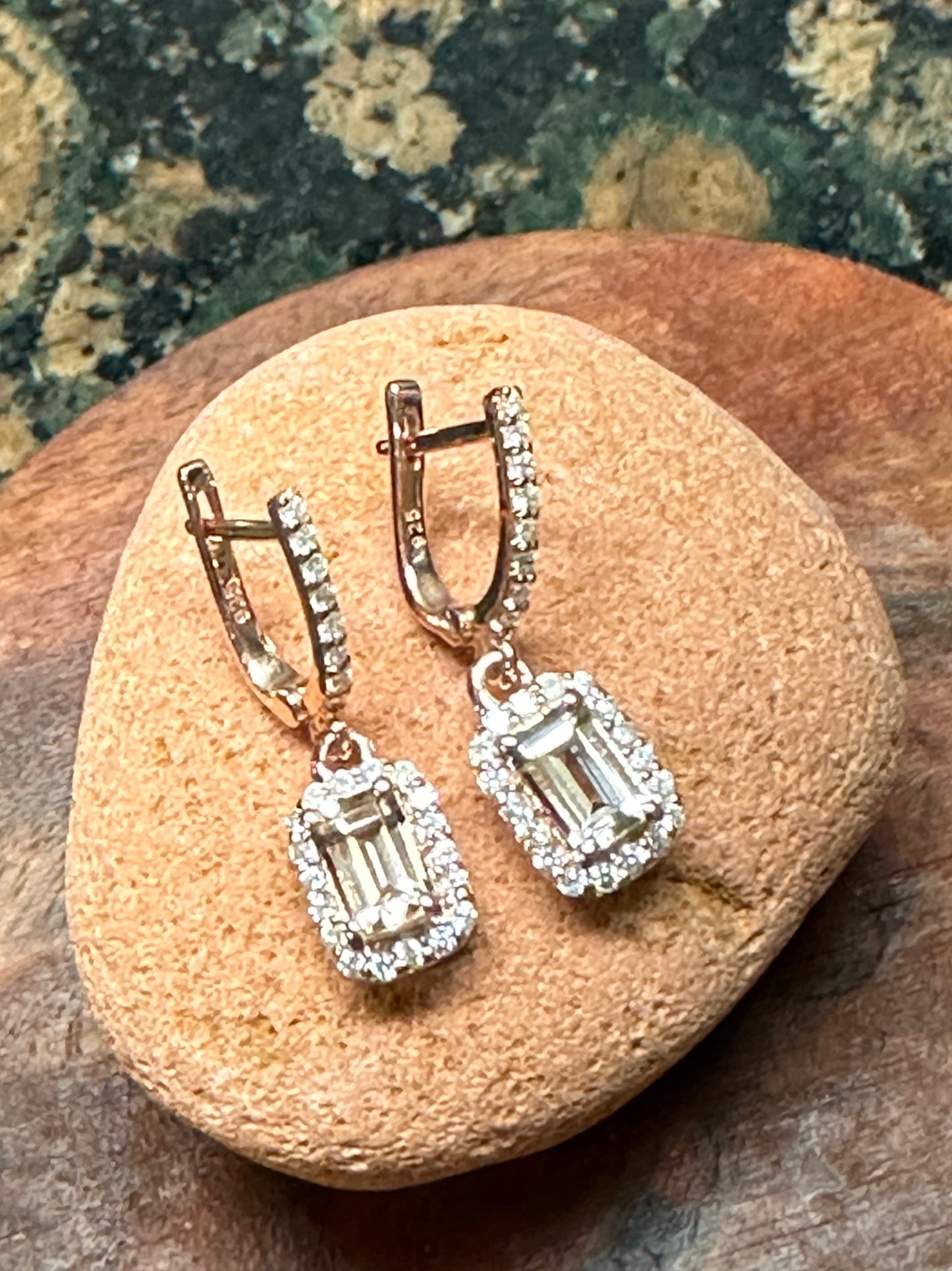 Natural Peach Morganite 14k Rose Gold Over Sterling Silver Earrings 22mm