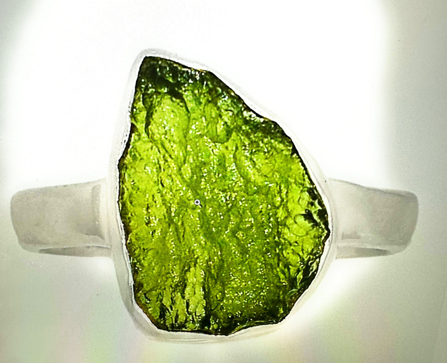 Natural Green Czech Republic Moldavite 925 Solid Sterling Silver Ring Size 9.25 - Natural Rocks by Kala