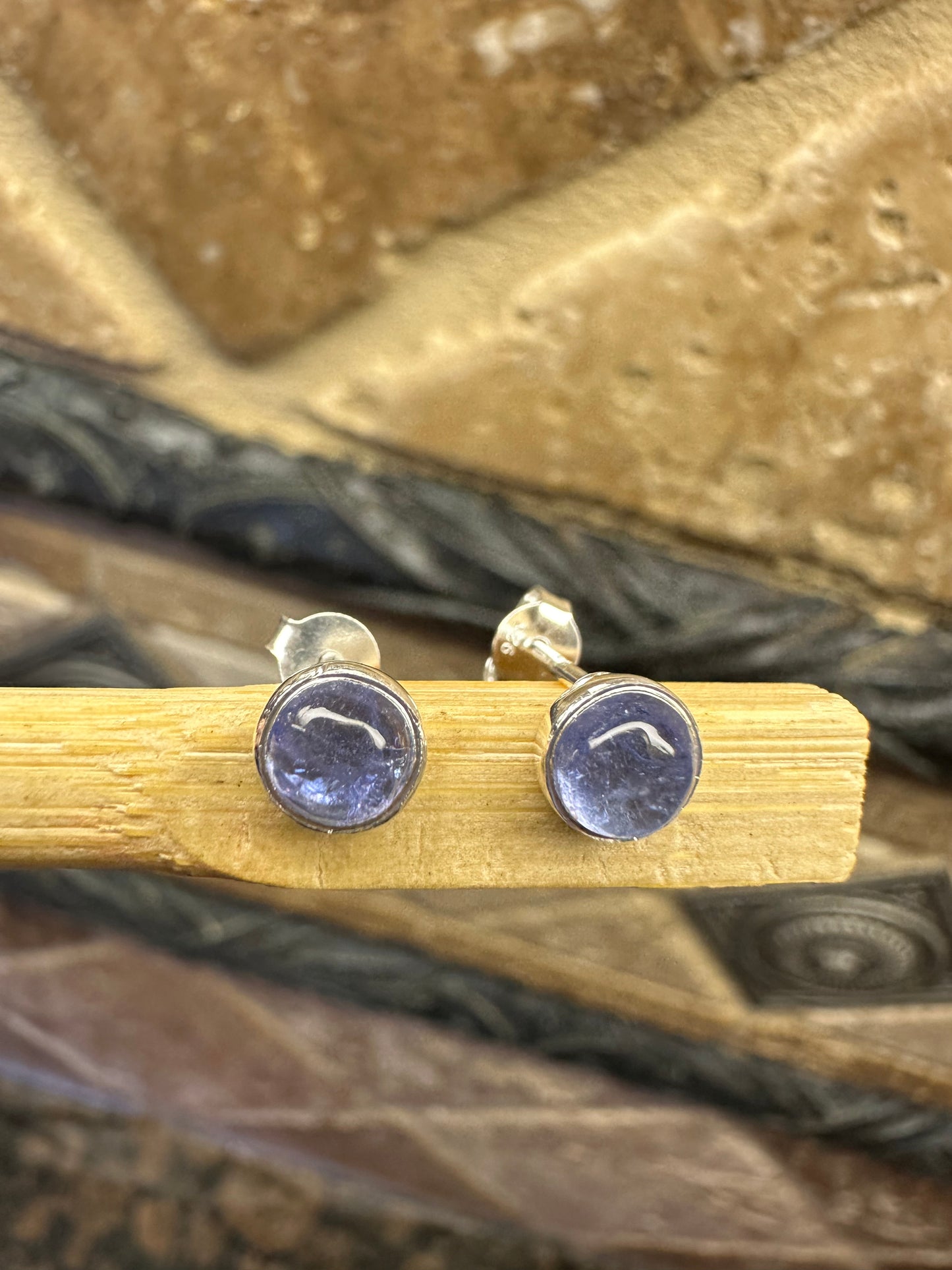 Natural Blue Tanzanite 925 Solid Sterling Silver Earrings 5mm