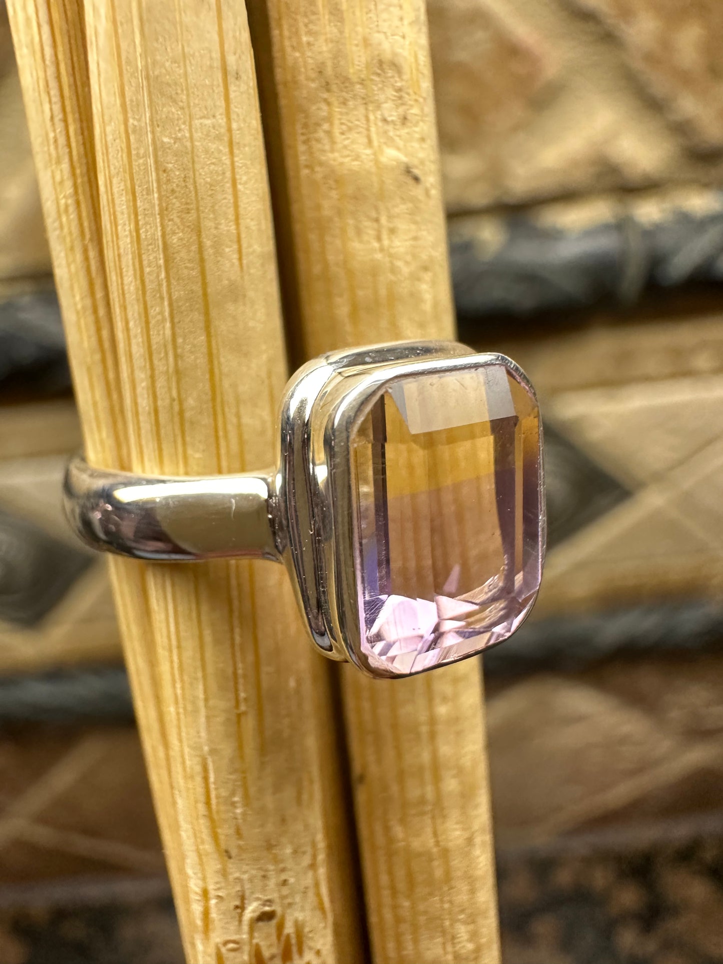 Genuine 2ct Ametrine 925 Sterling Silver Engagement Ring Size 6, 7, 8, 9