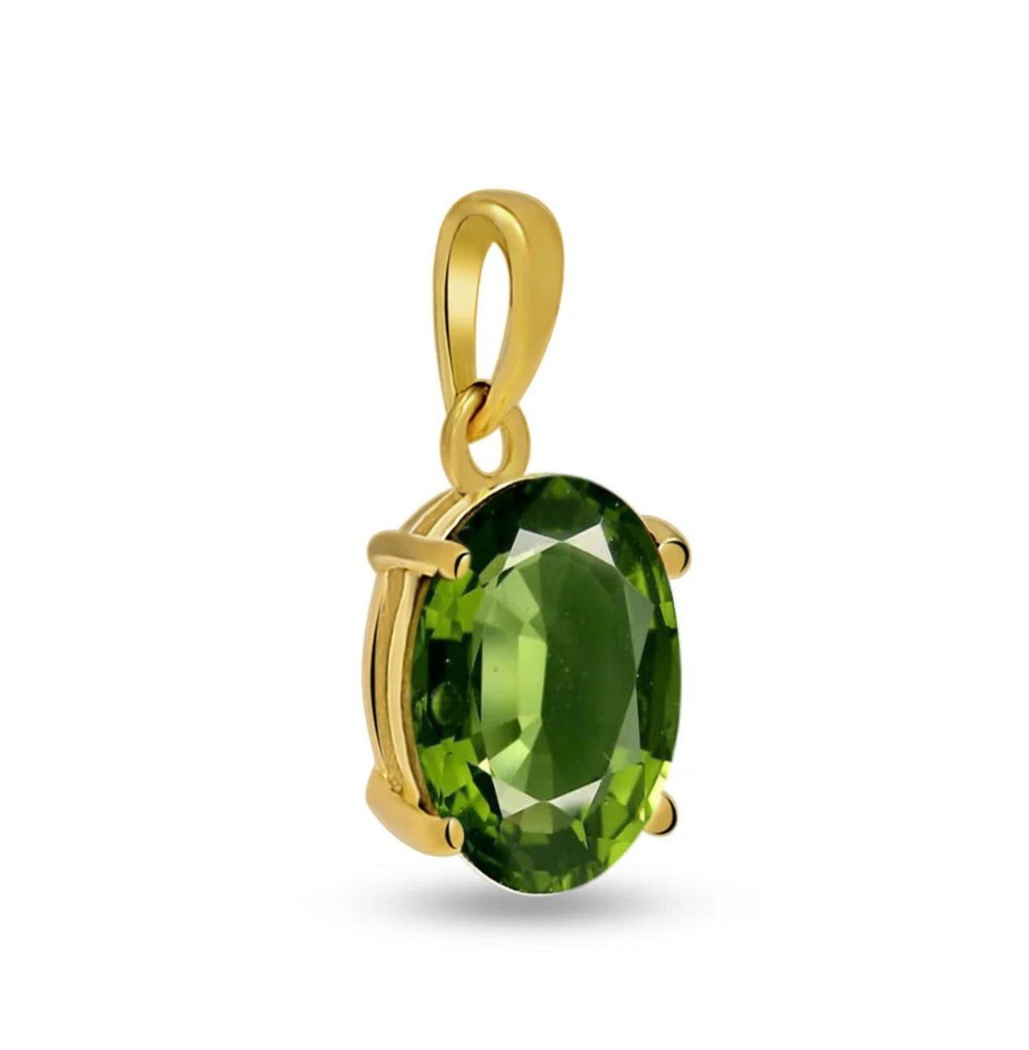 Natural Green Moldavite 925 18k Vermeill Gold Pendant 12mm
