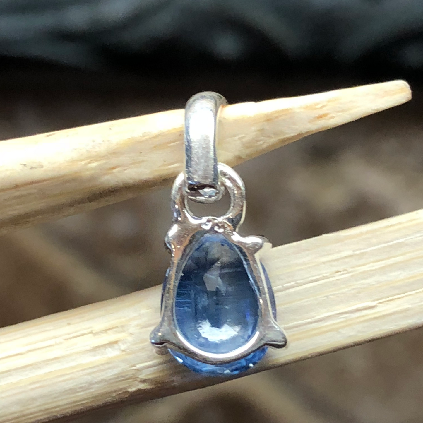 Natural Royal Blue Kyanite 925 Solid Sterling Silver Pendant 15mm - Natural Rocks by Kala