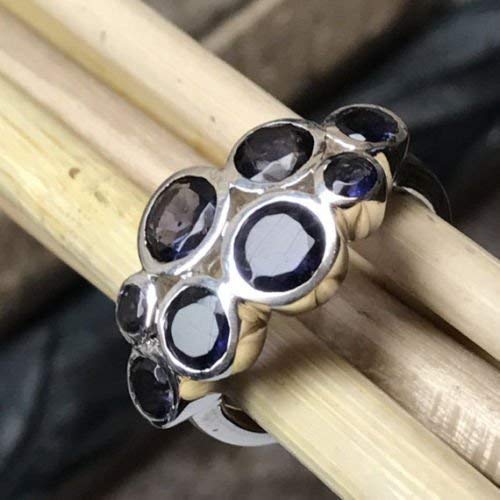 Natural 4ct Iolite 925 Solid Sterling Silver Wedding Ring Size 6, 7, 8, 9 - Natural Rocks by Kala