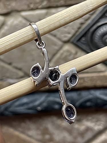 Natural 2ct Iolite 925 Solid Sterling Silver Pendant 45mm - Natural Rocks by Kala