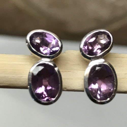 Natural 2ct Purple Amethyst 925 Solid Sterling Silver Earrings 12mm - Natural Rocks by Kala