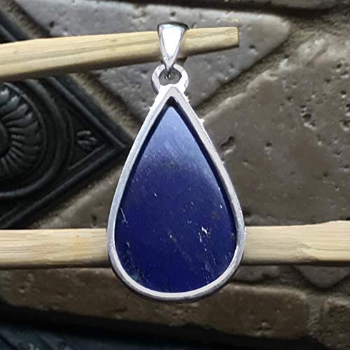 Natural Blue Lapis Lazuli 925 Solid Sterling Silver Pendant 40mm - Natural Rocks by Kala