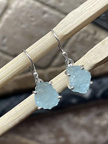 Natural 4ct Milky Aquamarine 925 Solid Sterling Silver Dangle Earrings 25mm - Natural Rocks by Kala