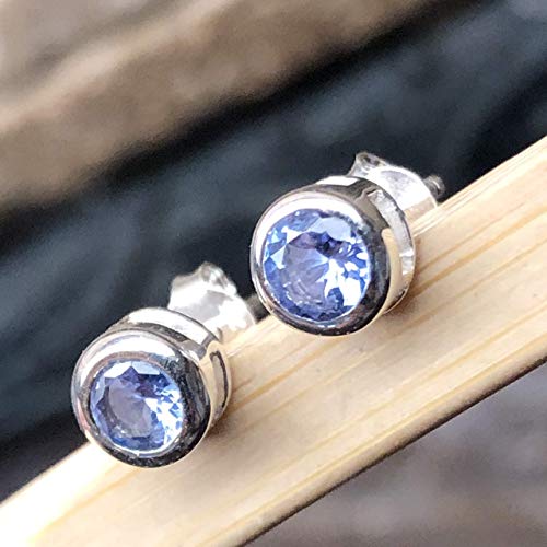 Natural Blue Tanzanite 925 Solid Sterling Silver Earrings 5mm - Natural Rocks by Kala