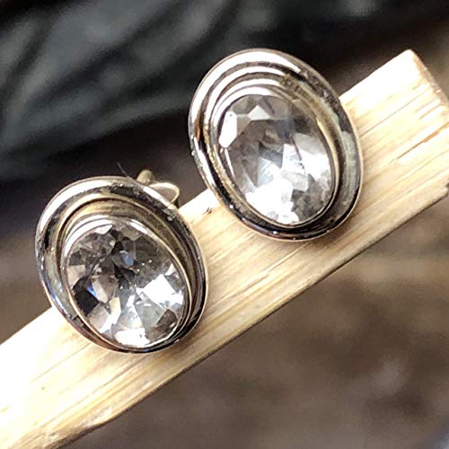 Genuine White Quartz 925 Solid Sterling Silver earrings 10mm - Natural Rocks by Kala