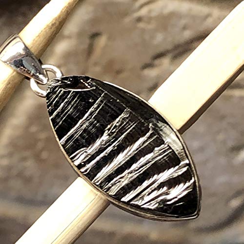 Natural Shungite 925 Solid Sterling Silver Pendant 40mm - Natural Rocks by Kala