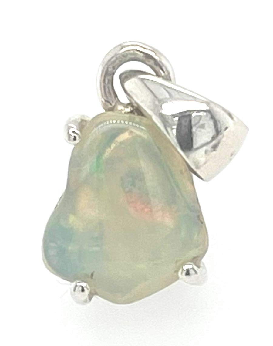 Genuine Ethiopian Opal 925 Solid Sterling Silver Pendant 15mm - Natural Rocks by Kala