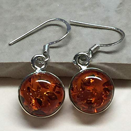 Baltic Amber 925 Solid Sterling Silver Earrings 25mm - Natural Rocks by Kala