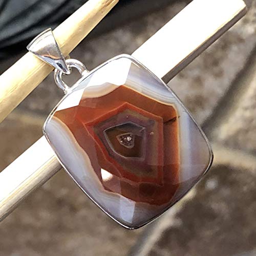 Genuine Red Lace Botswana Agate 925 Solid Sterling Silver Pendant 30mm - Natural Rocks by Kala