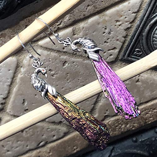 Natural Rainbow Aura Kyanite 925 Solid Sterling Silver Earrings 55mm - Natural Rocks by Kala