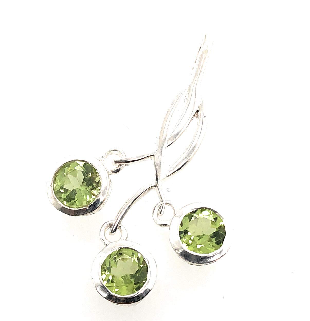 Natural Green Peridot 925 Solid Sterling Silver Pendant 30mm - Natural Rocks by Kala