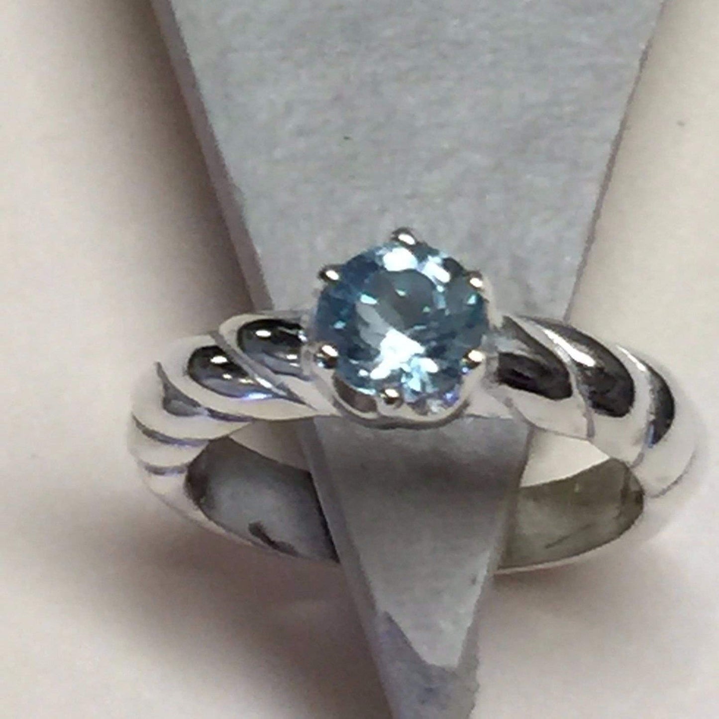 Natural 1ct Swiss Blue Topaz 925 Solid Sterling Silver Engagement Ring Size 6, 7 - Natural Rocks by Kala