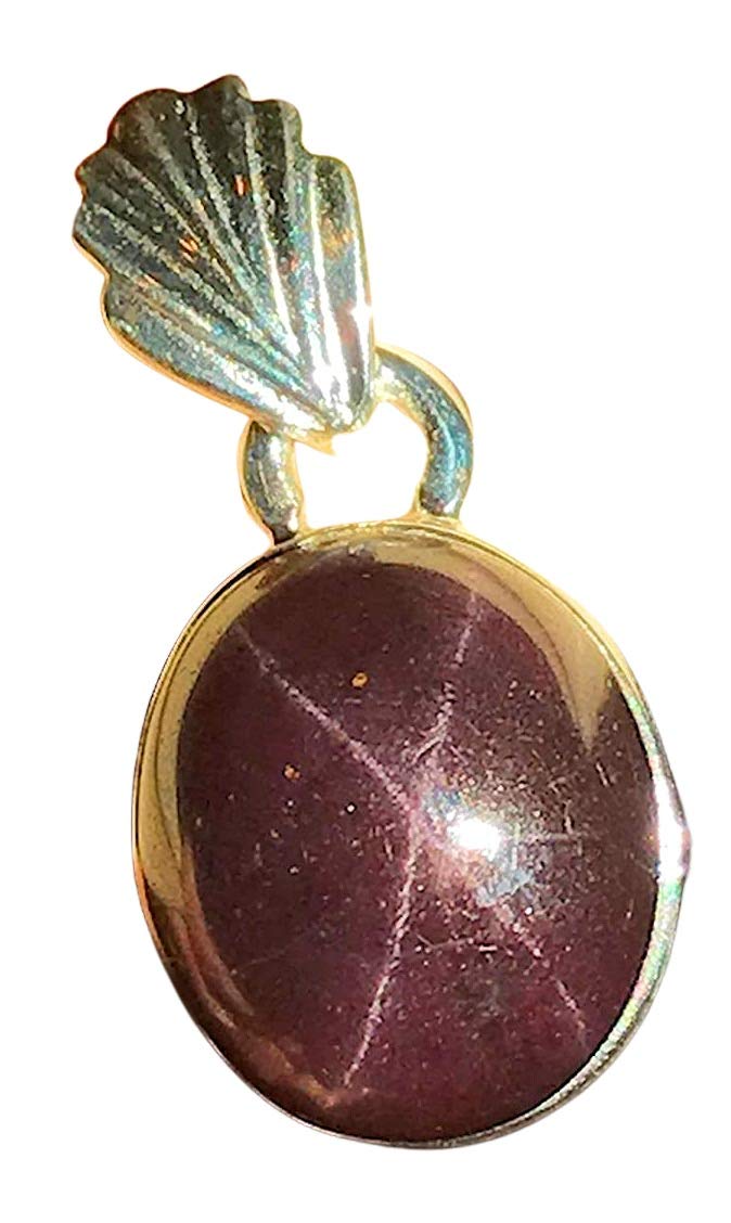 Natural Star Garnet, 4 Pointed Star Garnet 925 Solid Sterling Silver Pendant 20mm - Natural Rocks by Kala