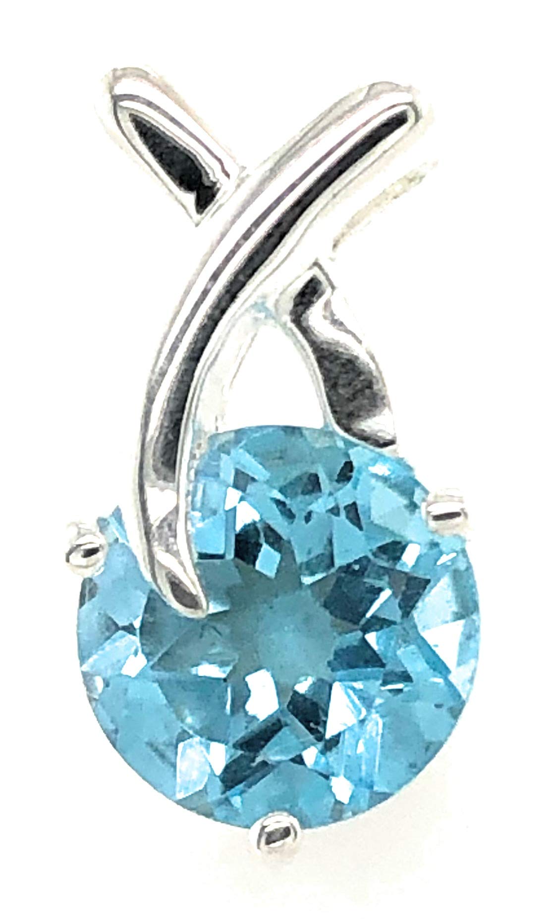 Natural 2ct Blue Topaz 925 Solid Sterling Silver Pendant 16mm - Natural Rocks by Kala