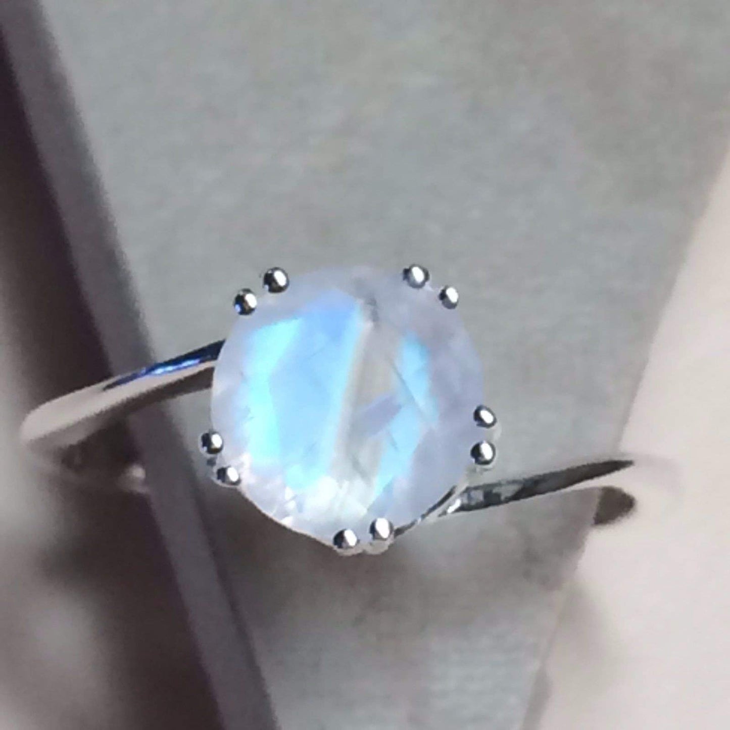 Natural Rainbow Moonstone 925 Solid Sterling Silver Ring Size 6, 7, 8, 9 - Natural Rocks by Kala