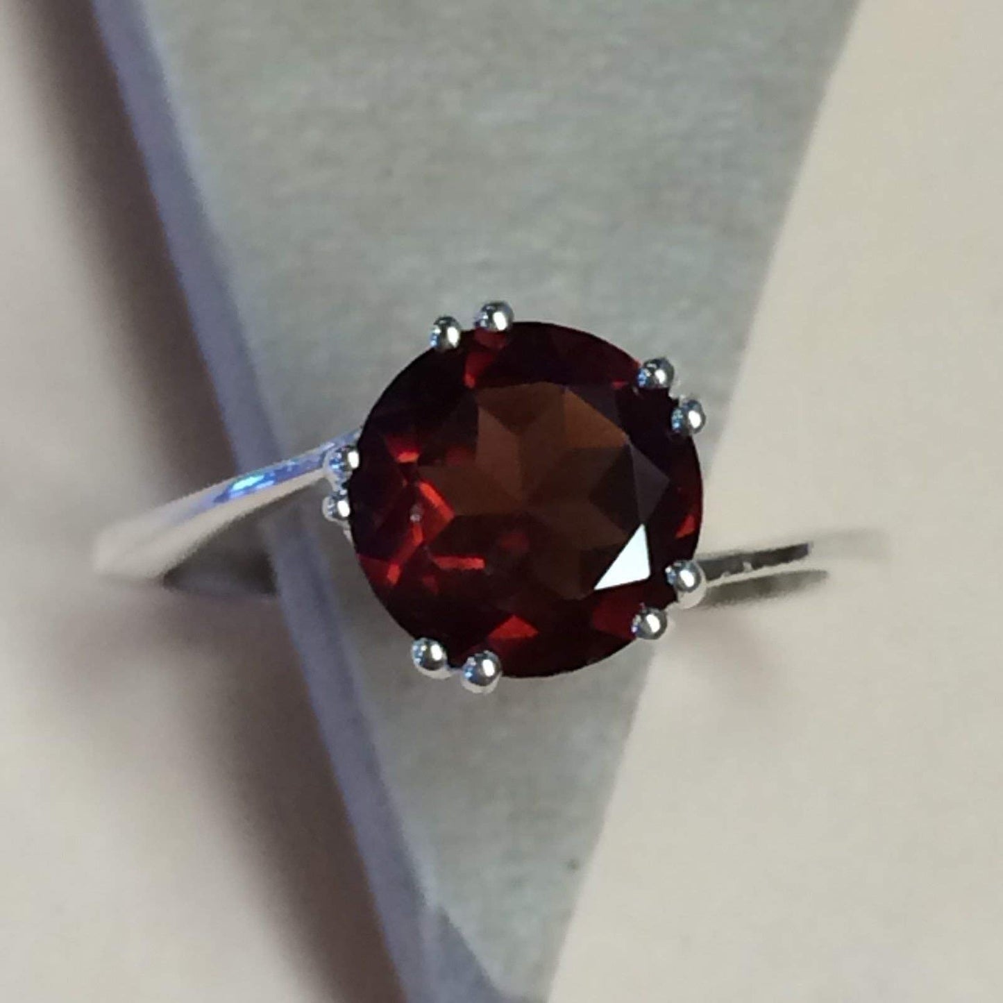 Genuine 2ct Pyrope Garnet 925 Solid Sterling Silver Ring Size 6, 7, 9 - Natural Rocks by Kala