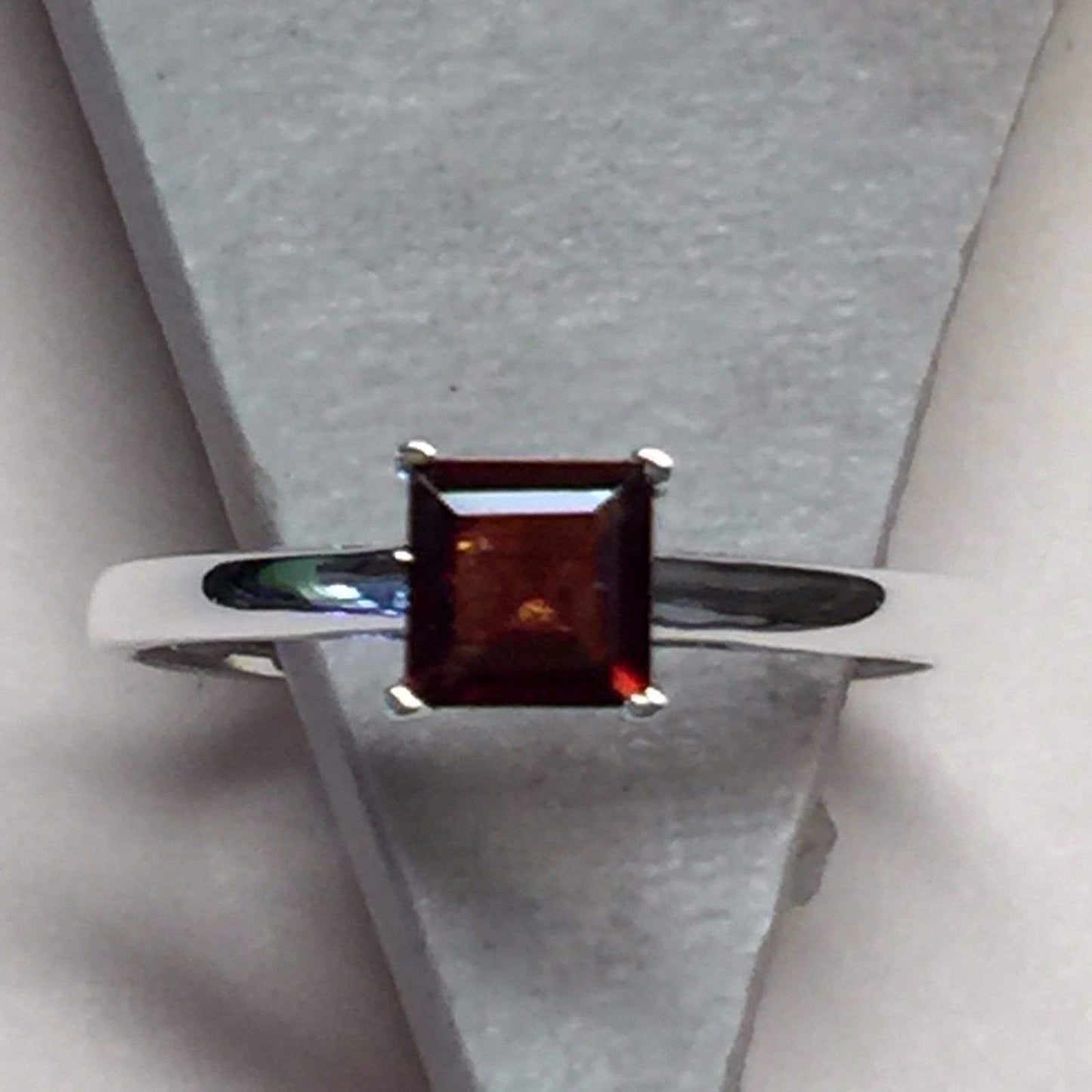 Natural Fire Garnet 925 Solid Sterling Silver Engagement Ring Size 7, 8 - Natural Rocks by Kala