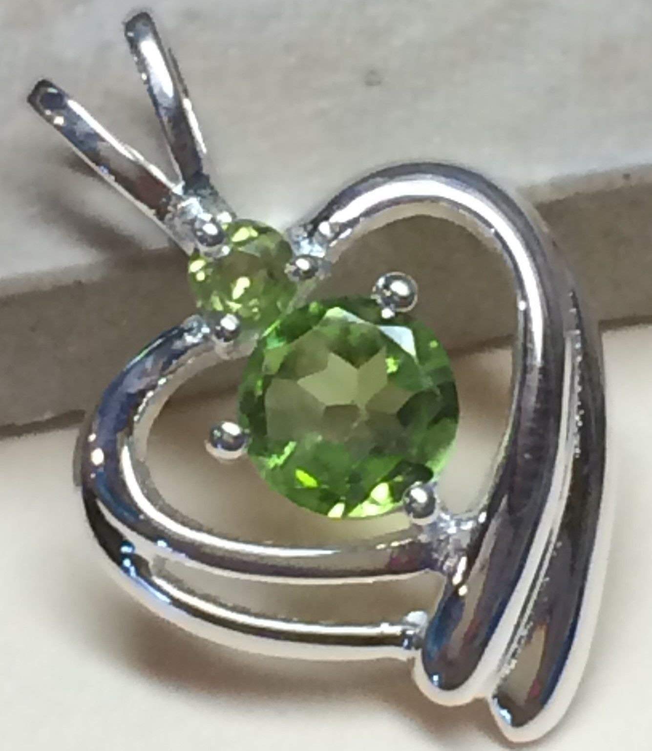 Natural 1ct Peridot 925 Solid Sterling Silver Designer Heart Pendant 22mm - Natural Rocks by Kala