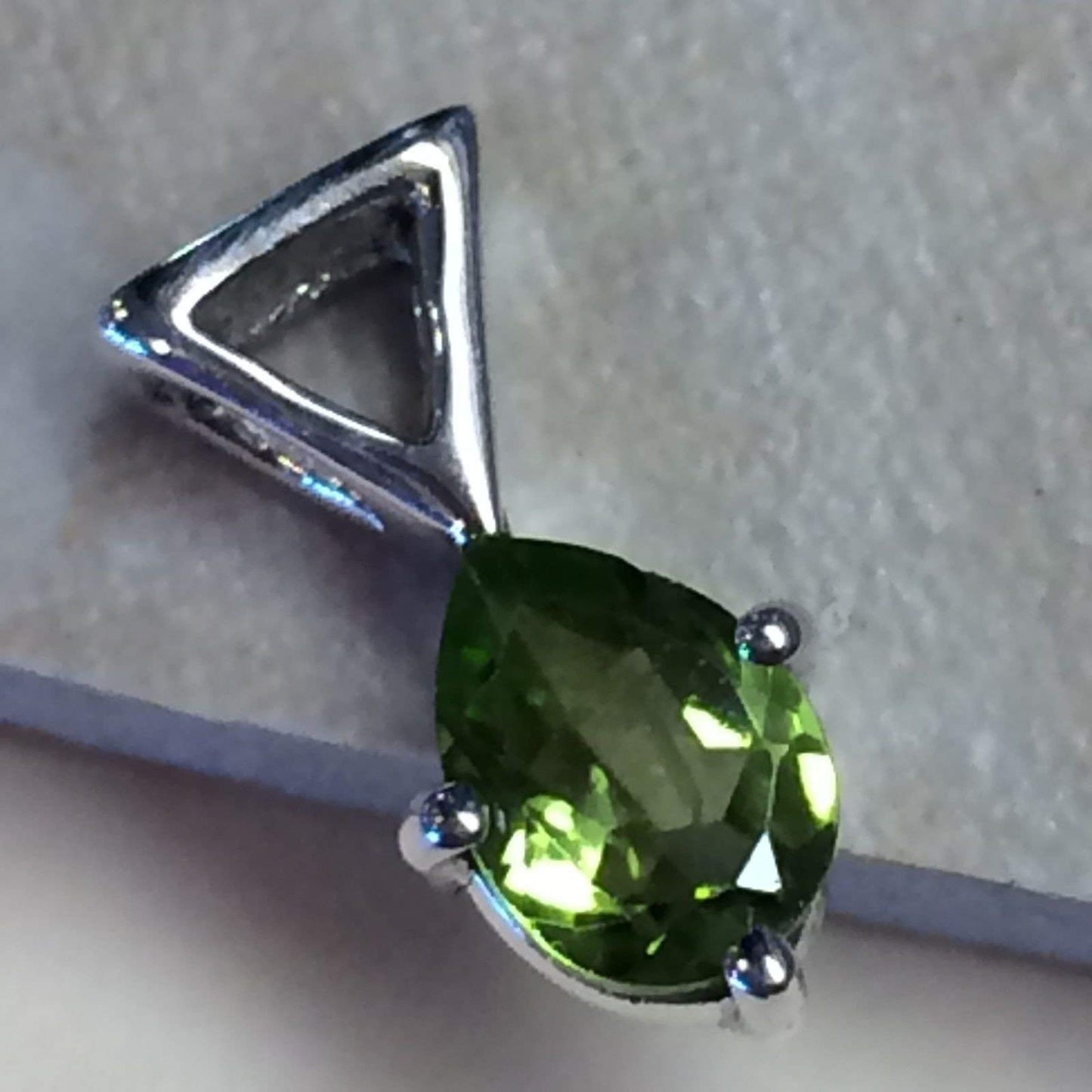 Natural 1ct Peridot 925 Solid Sterling Silver Pear Pendant 14mm Long - Natural Rocks by Kala