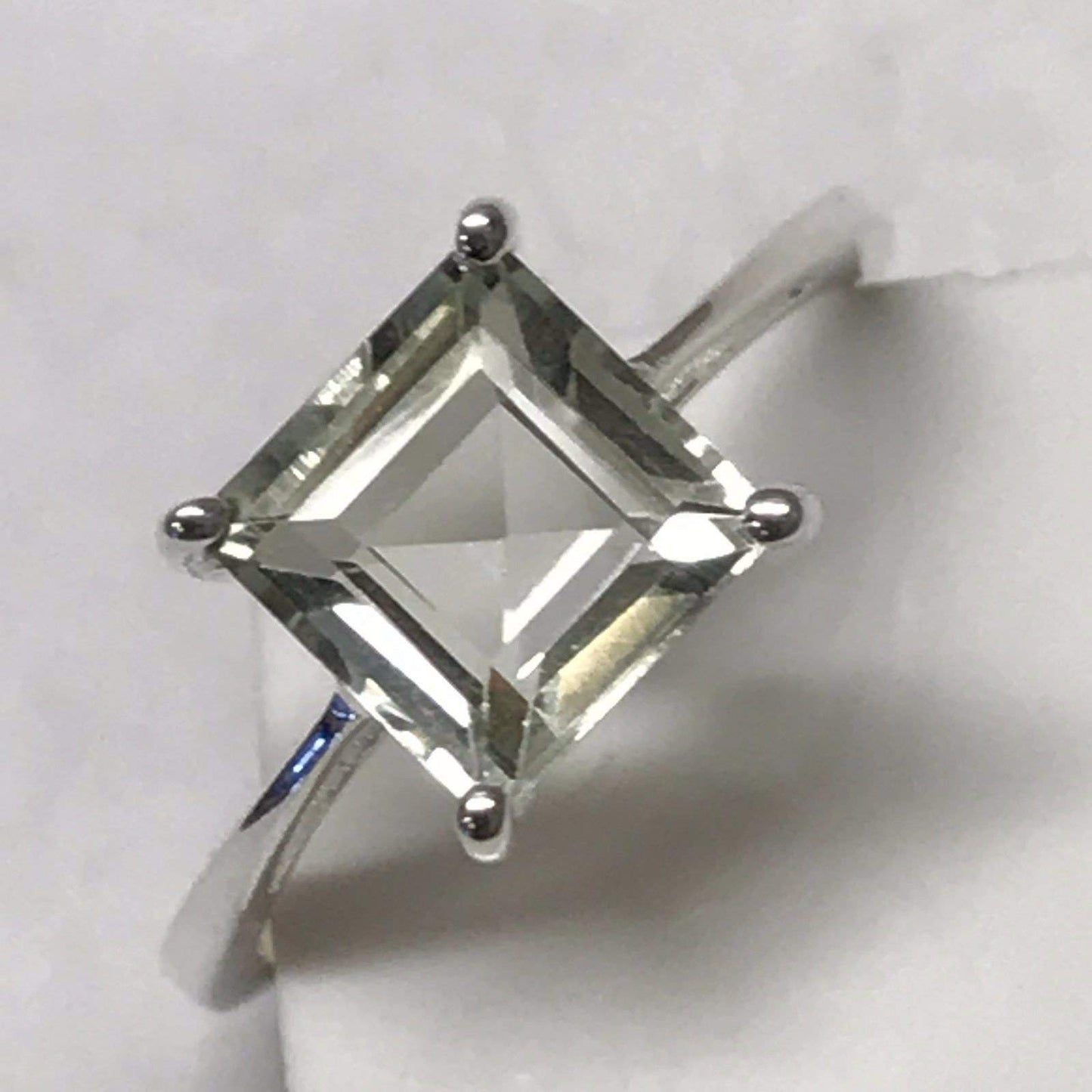 Natural 1.5ct Green Amethyst 925 Solid Sterling Silver Ring Size 6, 7, 8, 9 - Natural Rocks by Kala