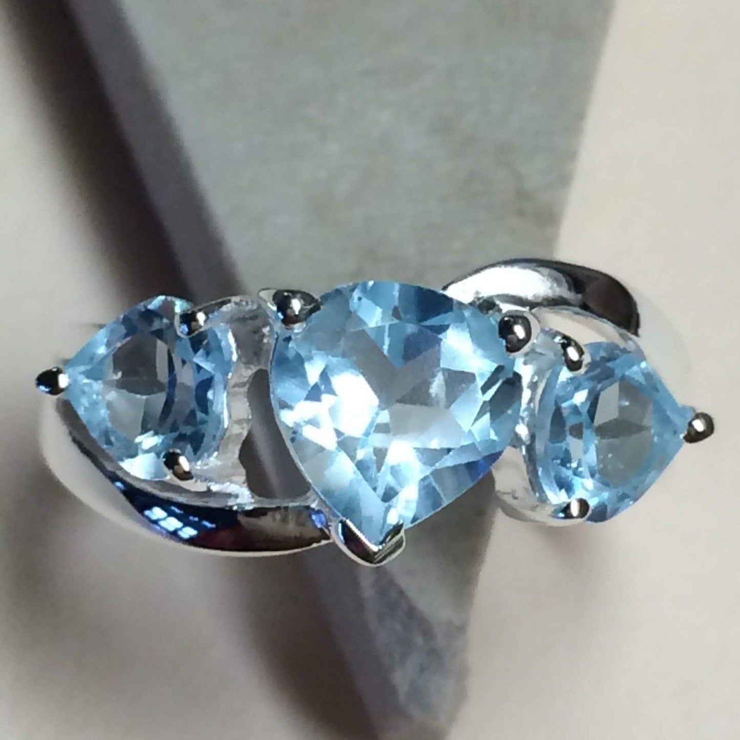 Natural 2.5ct Swiss Blue Topaz 925 Solid Sterling Silver Heart Ring Size 6, 7, 8 - Natural Rocks by Kala